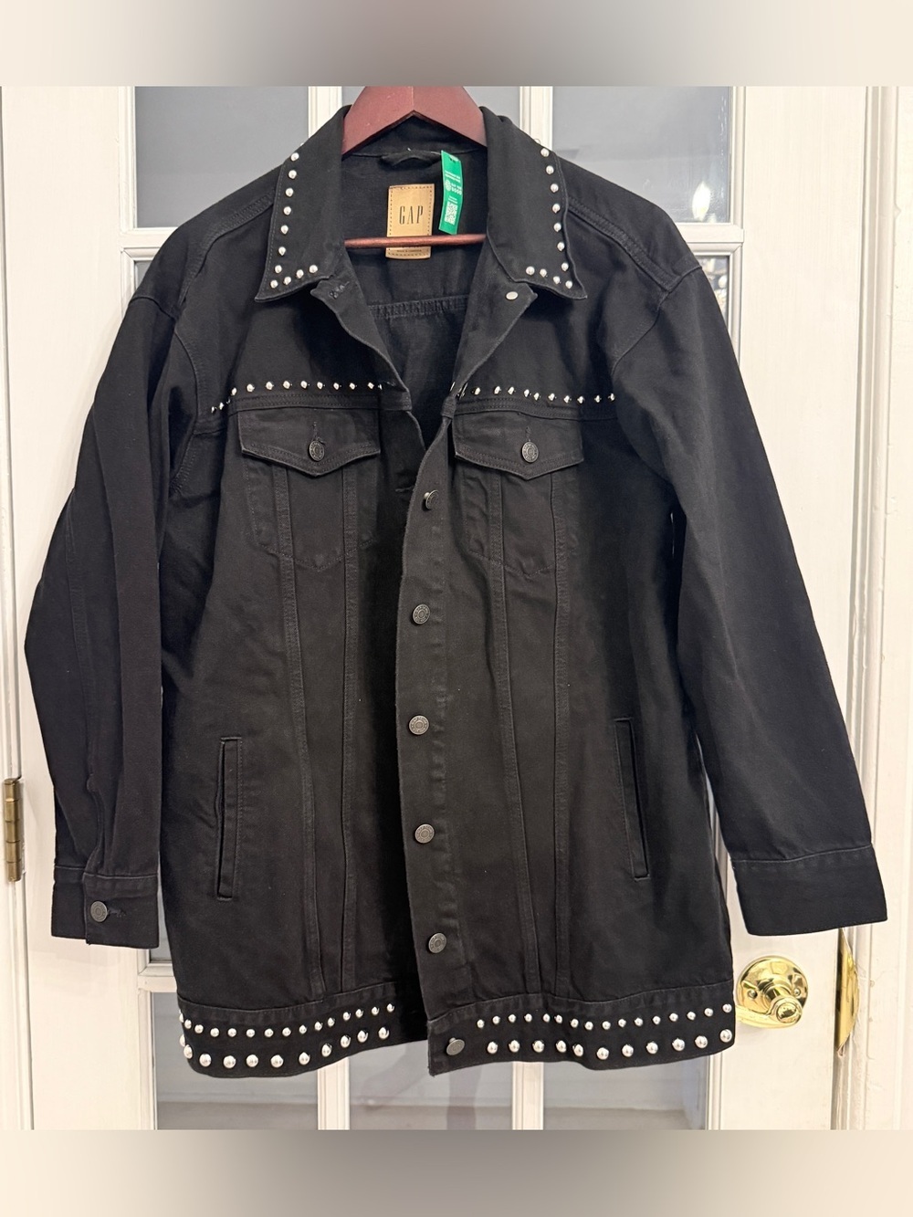 GAP Women’s Black Oversized Studded Denim Shacket Size M NEW